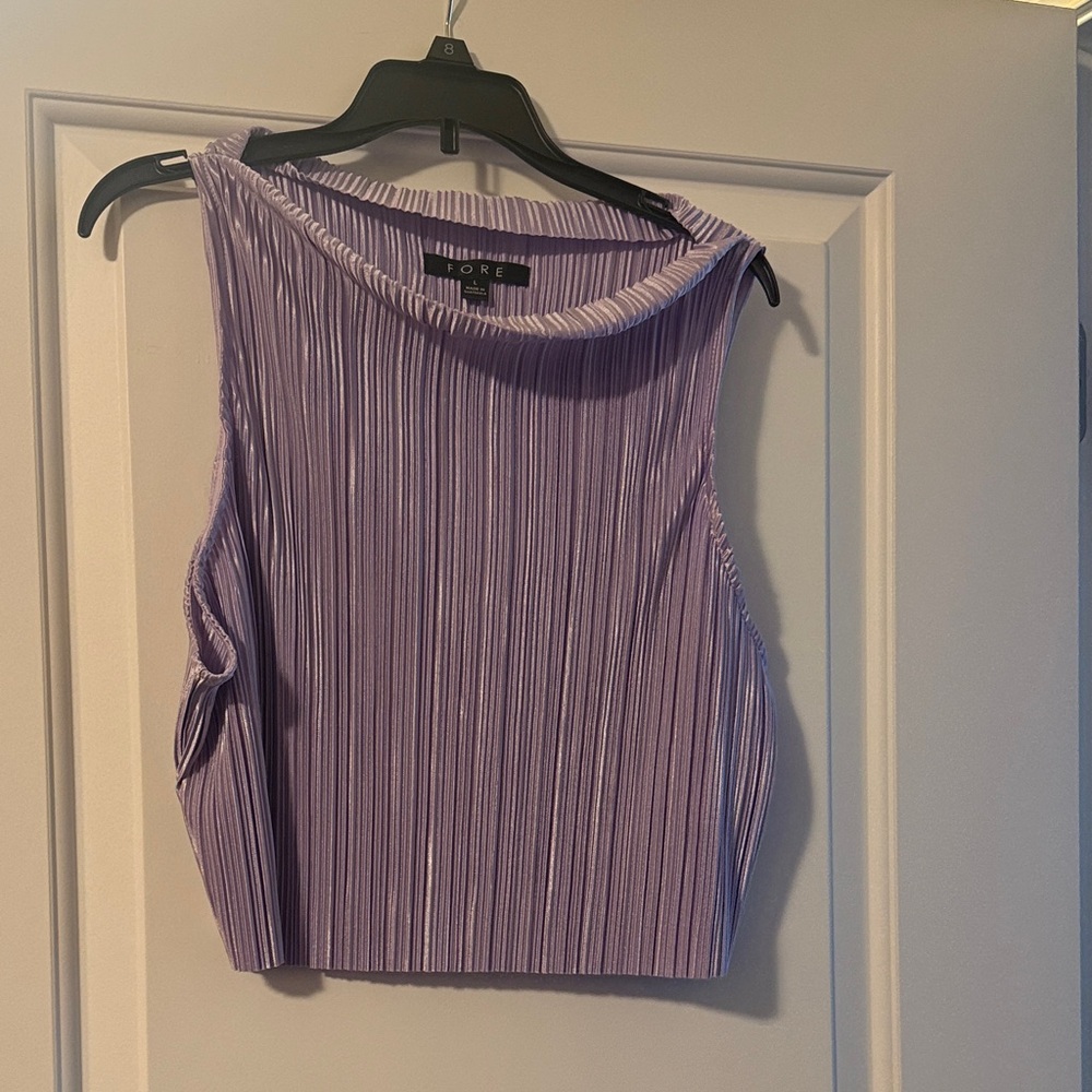 FORE Purple Pleated Women's Crop Top